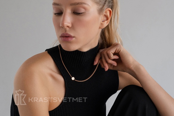 Колье из красного золота «Гурметы с диском»